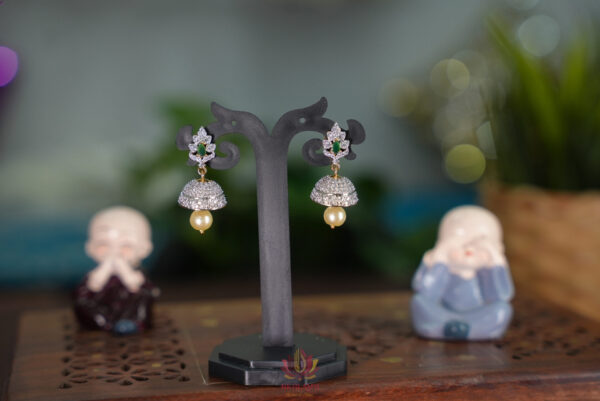 White AD Stones Small Jhumkas