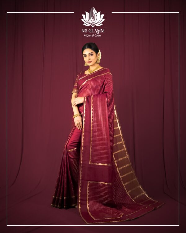 Mangalgiri Silk With Checks Design & Plain Border